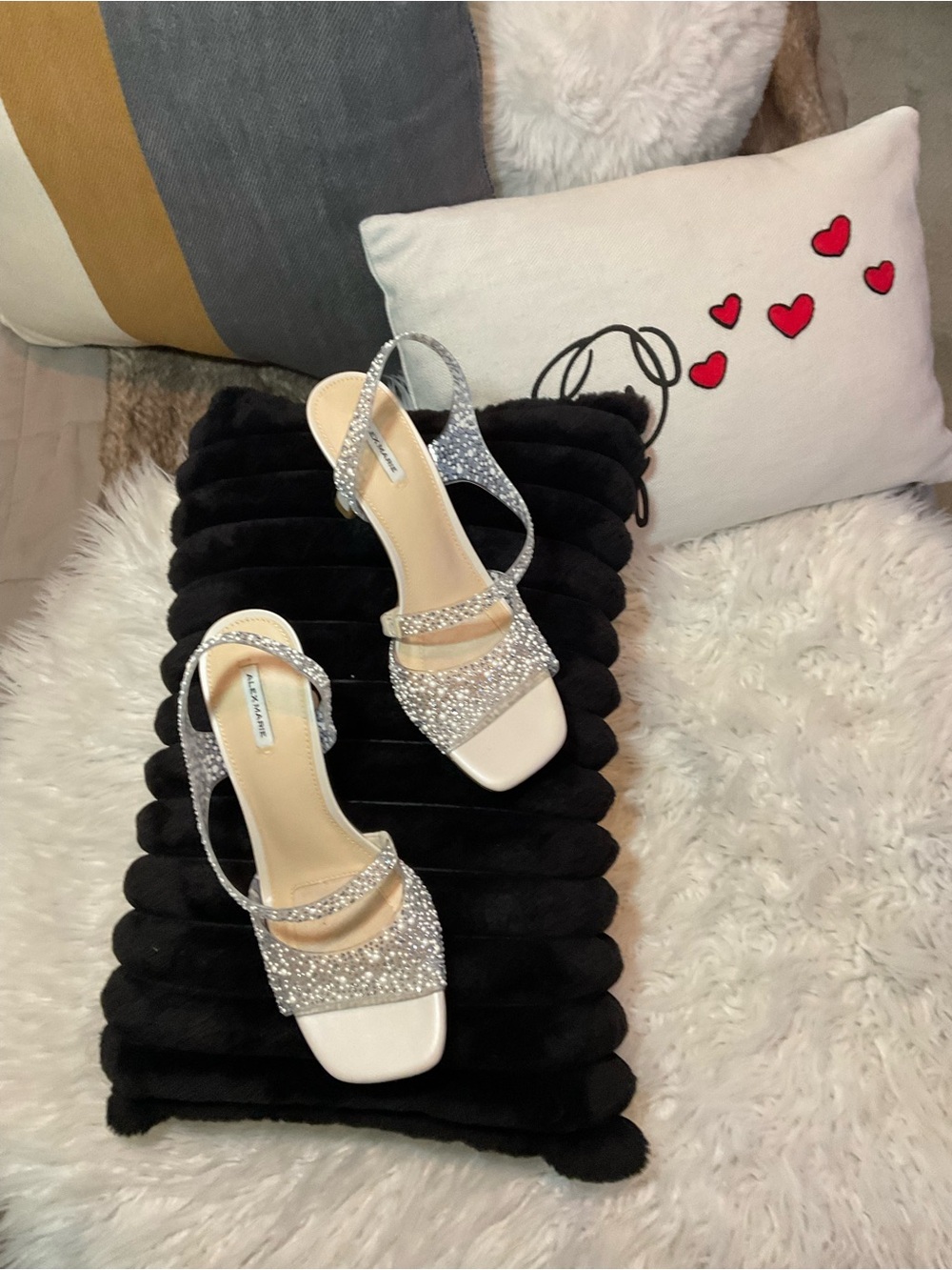 Alex Marie Silver Crystal Slingback Heels